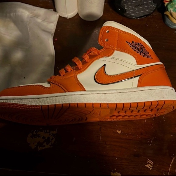 Nike Shoes - Nike Orange and White High-Top Sneakers
